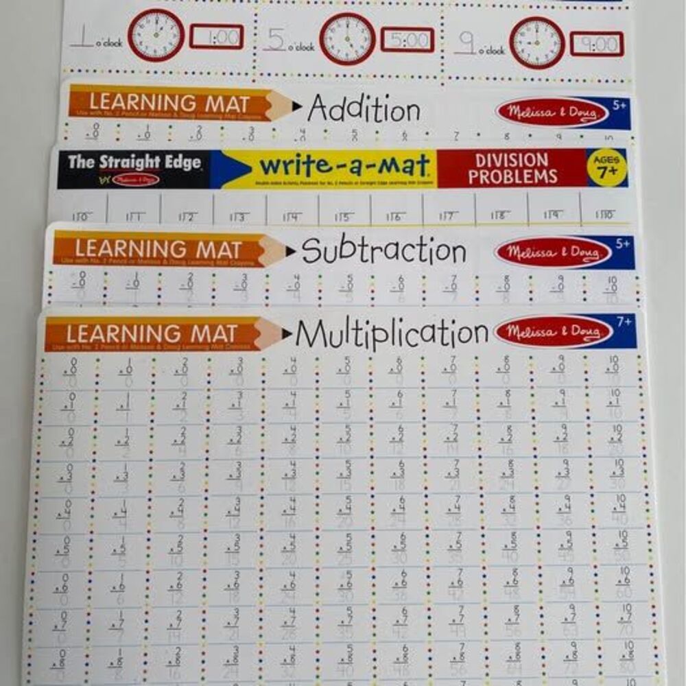 NWT Melissa and Doug 5 learning mats, write a mat Double Sided! PLACE MAT